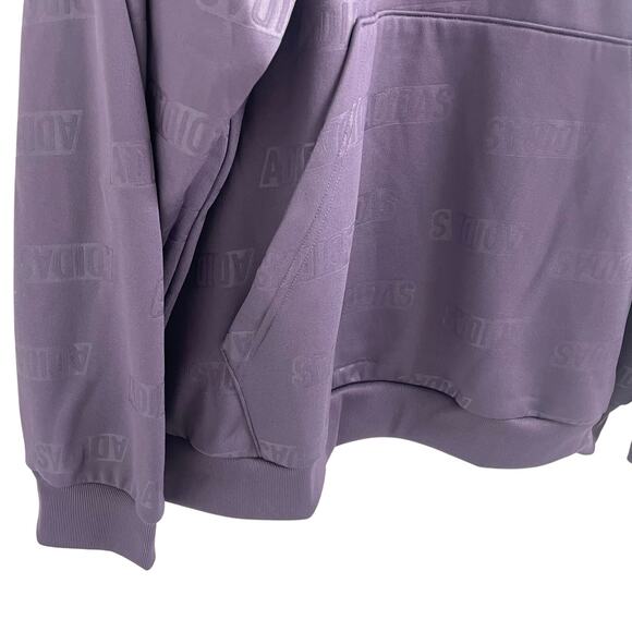 Adidas Purple Logo Print Quarter Zip Sweatshirt with Pocket Mens Size 2XL - Picture 4 of 8